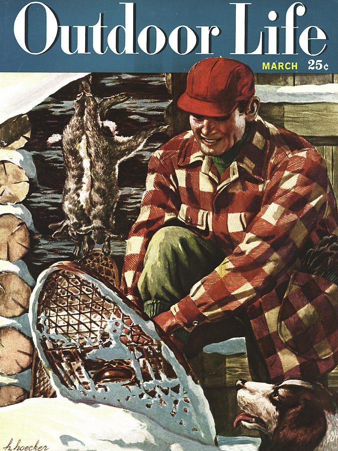 Winter Drawing - Outdoor Life Magazine Cover March 1949 by Outdoor Life