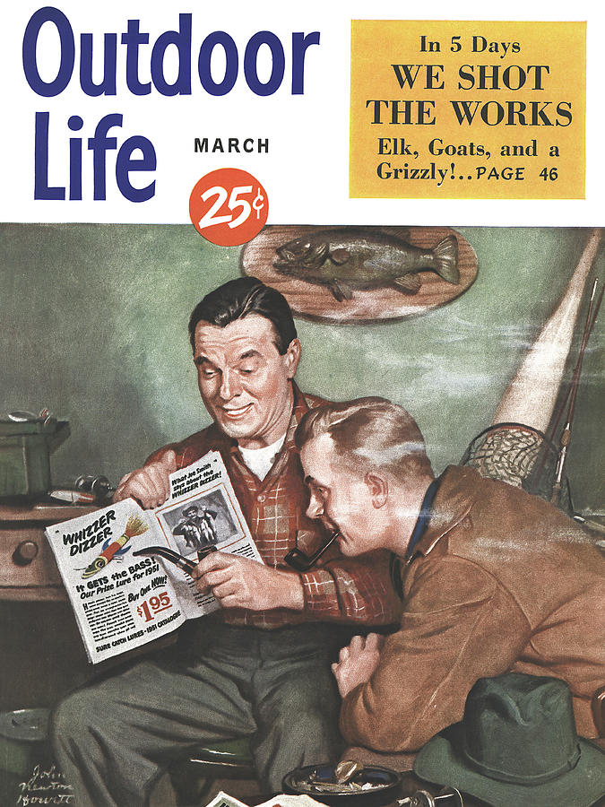 Fish Drawing - Outdoor Life Magazine Cover March 1951 by Outdoor Life