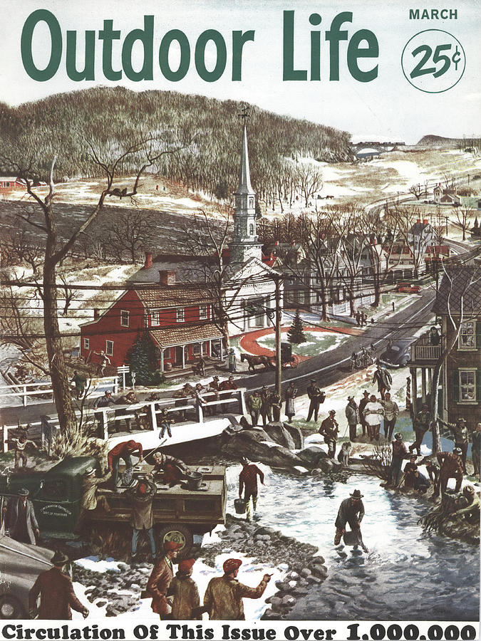 Winter Drawing - Outdoor Life Magazine Cover March 1953 by Outdoor Life