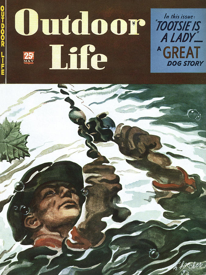 Leaf Painting - Outdoor Life Magazine Cover May 1946 by Outdoor Life