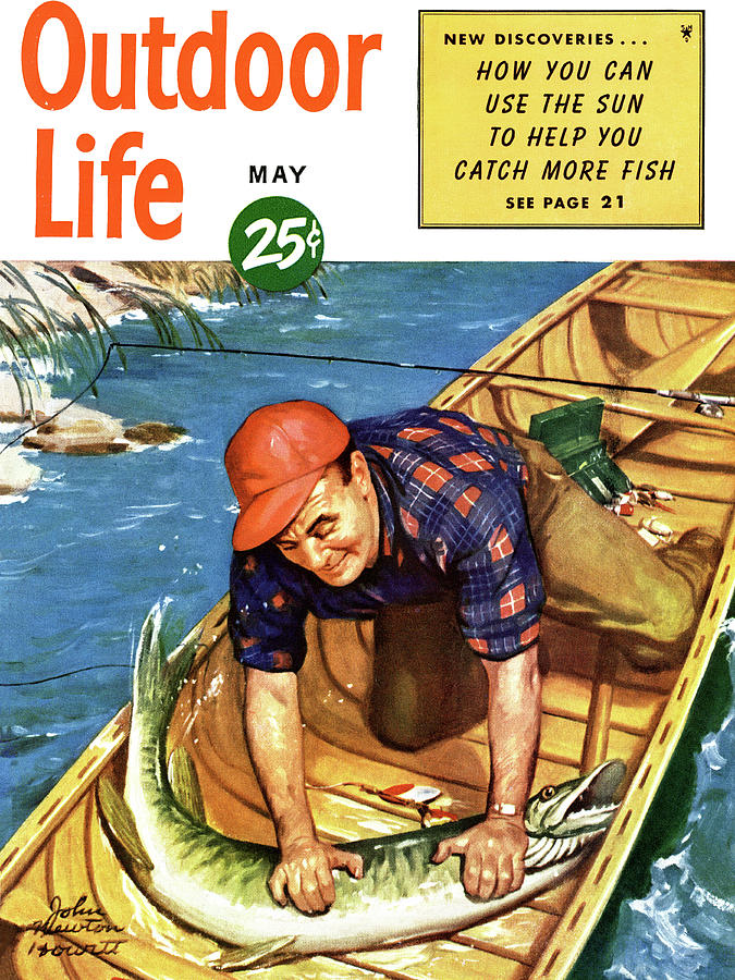 Boat Drawing - Outdoor Life Magazine Cover May 1951 by Outdoor Life
