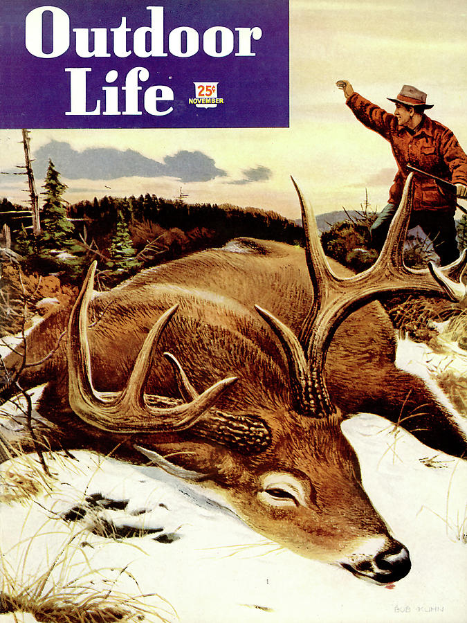 Deer Drawing - Outdoor Life Magazine Cover November 1948 by Outdoor Life