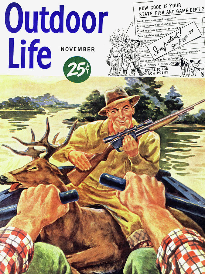Deer Drawing - Outdoor Life Magazine Cover November 1950 by Outdoor Life