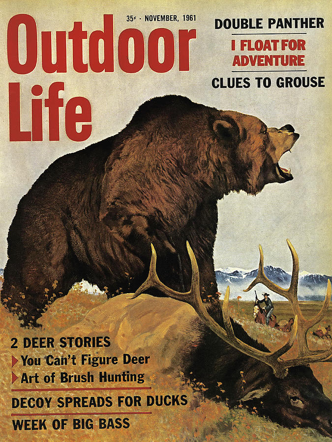 Mountain Drawing - Outdoor Life Magazine Cover November 1961 by Outdoor Life