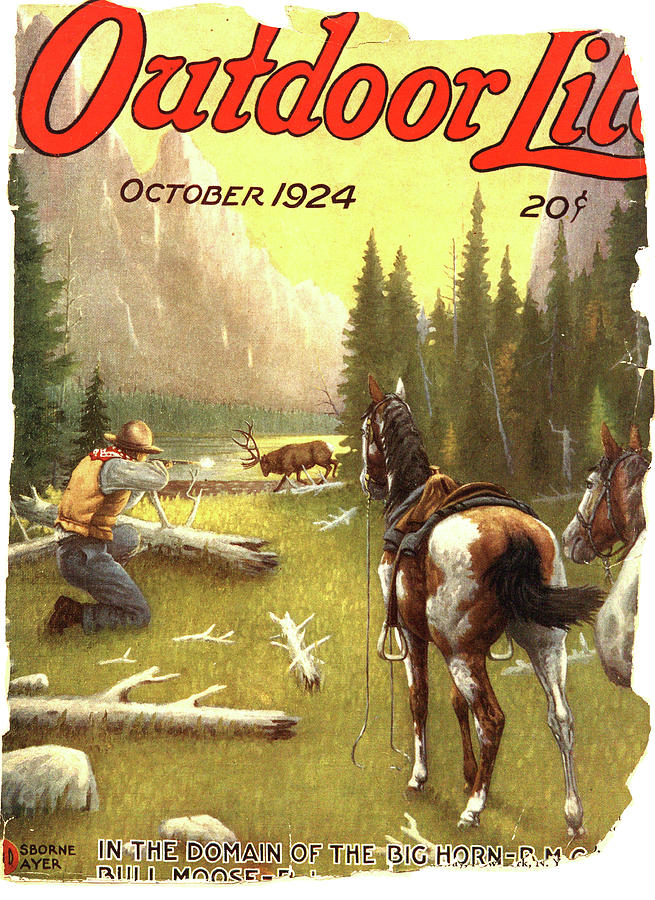 Horse Painting - Outdoor Life Magazine Cover October 1924 by Outdoor Life