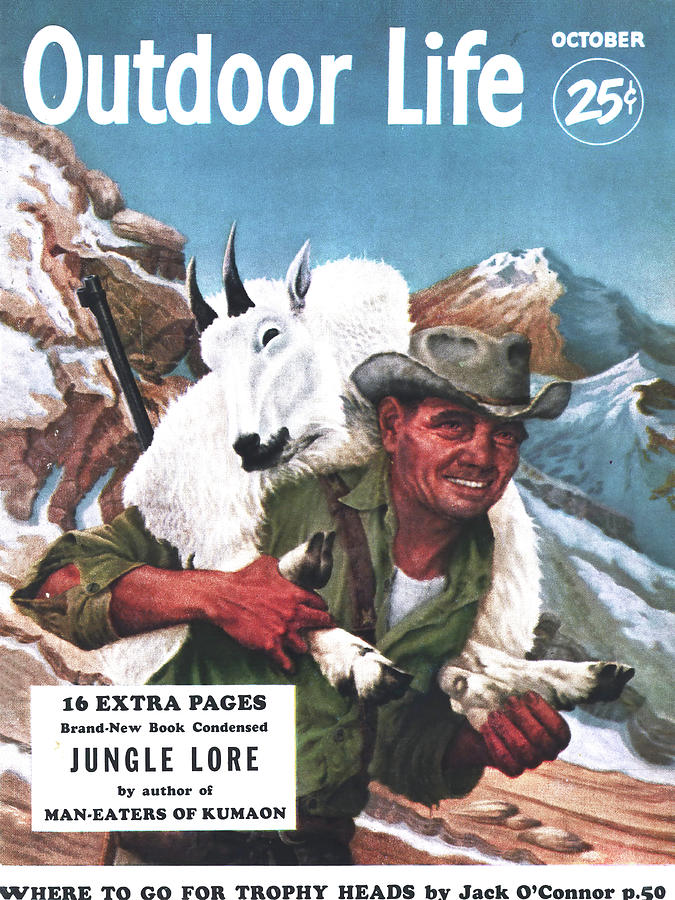 Mountain Drawing - Outdoor Life Magazine Cover October 1953 by Outdoor Life
