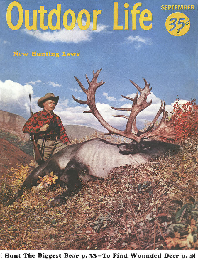 Mountain Drawing - Outdoor Life Magazine Cover September 1956 by Outdoor Life