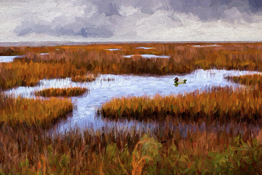 Outer Banks Cedar Island Wetlands AP Painting by Dan Carmichael