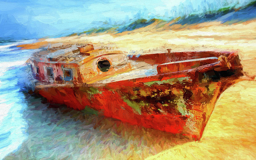 Outer Banks Shipwreck AP Digital Art by Dan Carmichael