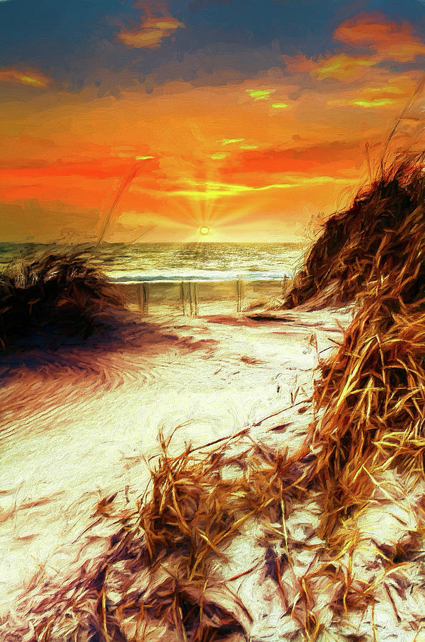 Outer Banks Sunrise Over the Sand Dunes AP Painting by Dan Carmichael