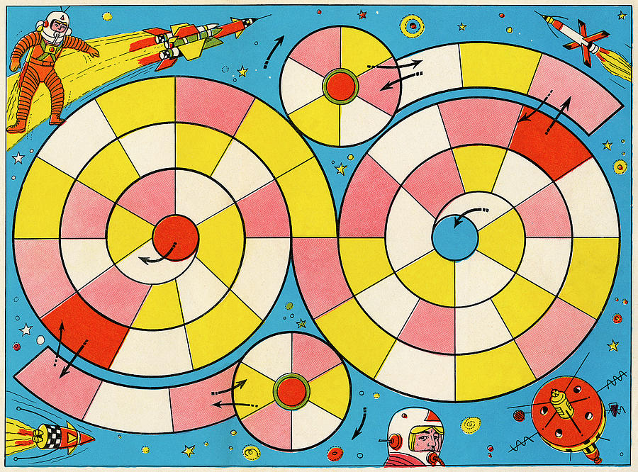 Science Fiction Drawing - Outer Space Game Board by CSA Images