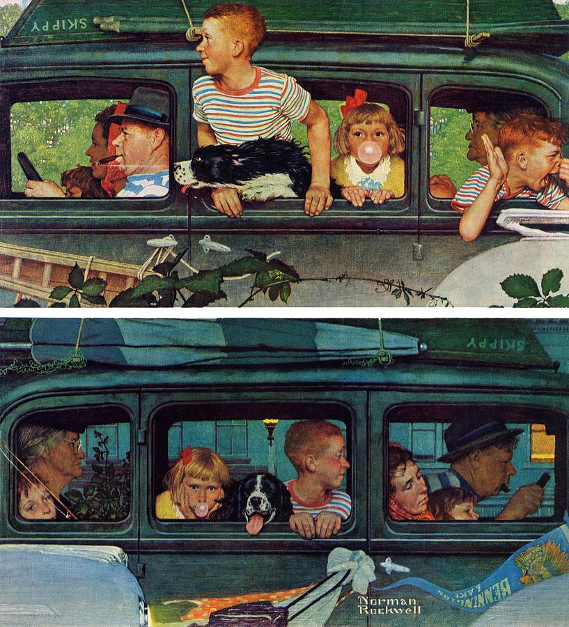 outing Or coming And Going Painting by Norman Rockwell