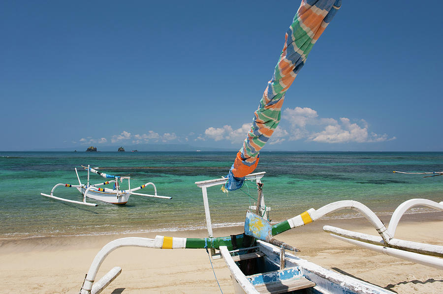 Outrigger Fishing Boats At Candi Dasa Photograph by Otto Stadler