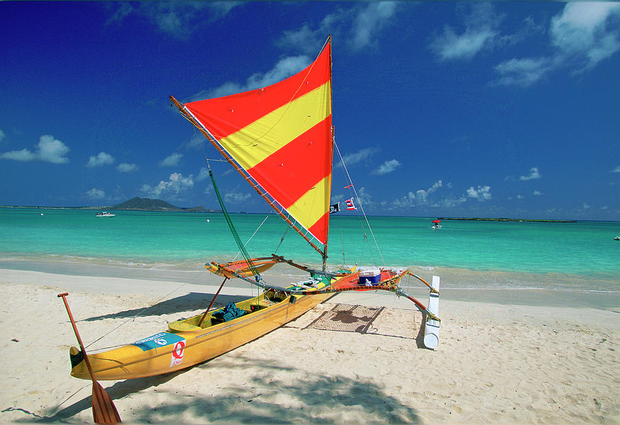 Outrigger Sailing Canoe Digital Art by Douglas Peebles