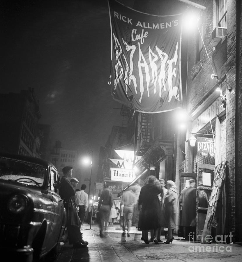 Outside Cafe Bizarre At Night Photograph by Bettmann