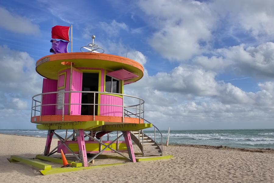 Miami Photograph - Outta This World - South Beach Lifeguard Station by Chrystyne Novack