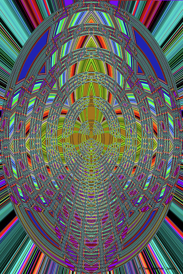 Oval Janca Saguaro Abstract Digital Art by Tom Janca