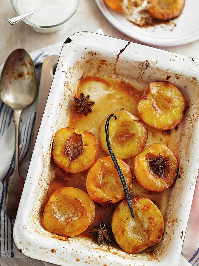 Oven Baked Nectarines With Spices Photograph by Alex Luck