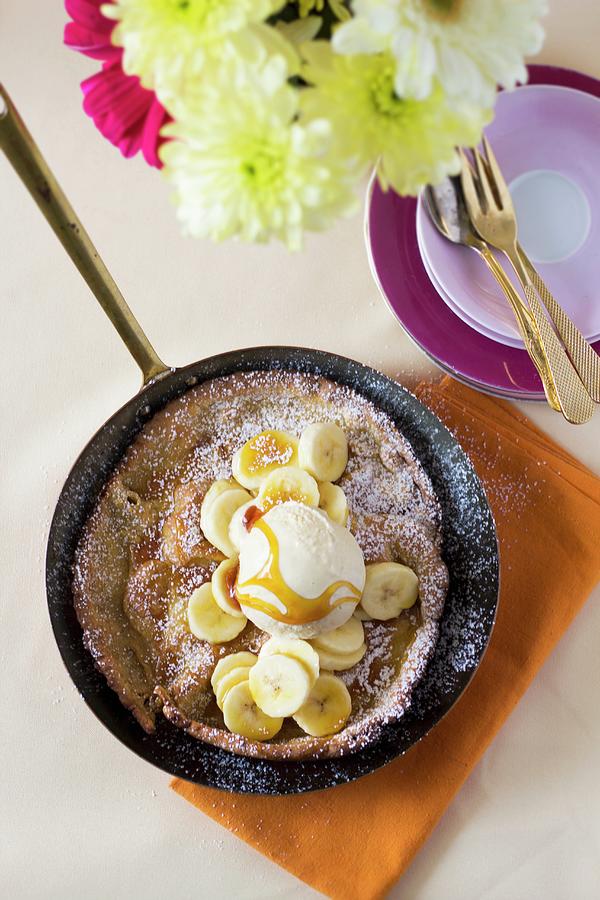 Oven-baked Pancakes With Banana, Rice Pudding And Honey Photograph by Great Stock!