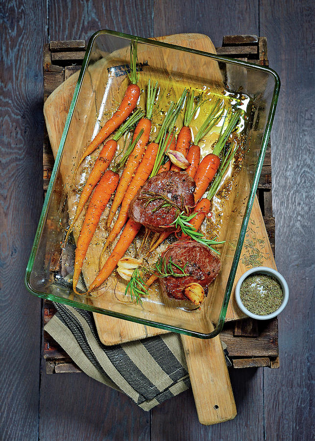 Oven-roasted Beef Medallions With Spiced Carrots Photograph by Tre Torri