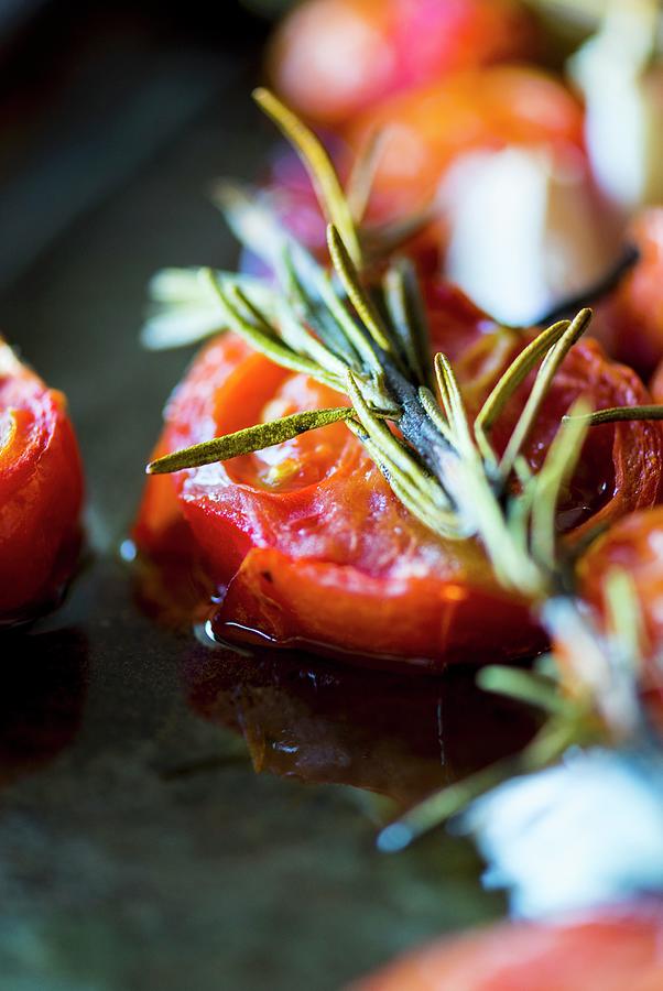 Oven-roasted Tomatoes With Chilli, Garlic And Rosemary Photograph by Hein Van Tonder