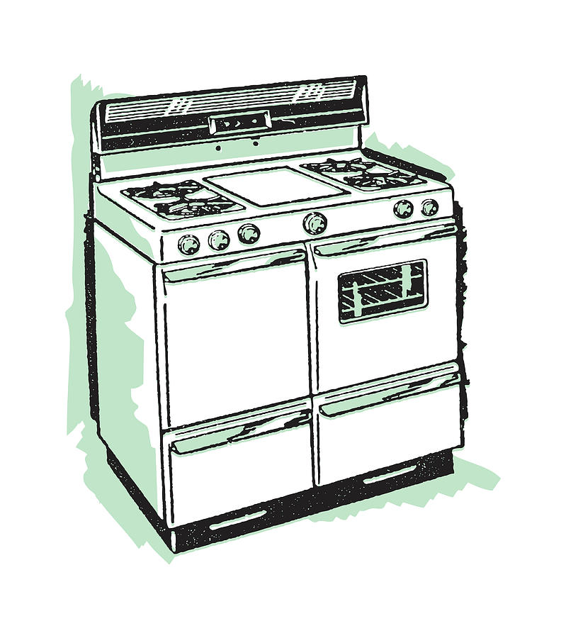 Vintage Drawing - Oven with Stovetop by CSA Images