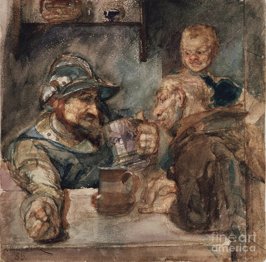 Over A Beer Tankard, 1883. Artist Drawing by Heritage Images