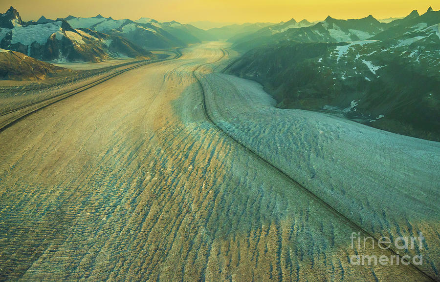 Over Alaska Baird Glacier Textures Dusk Photograph