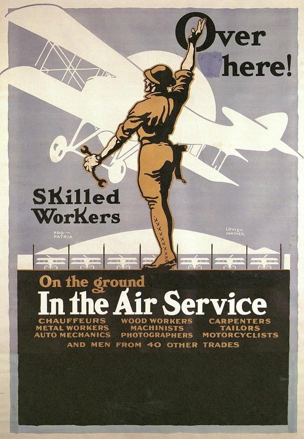 Over Here - in the Air Service - Skilled Workers Painting by Louis ...