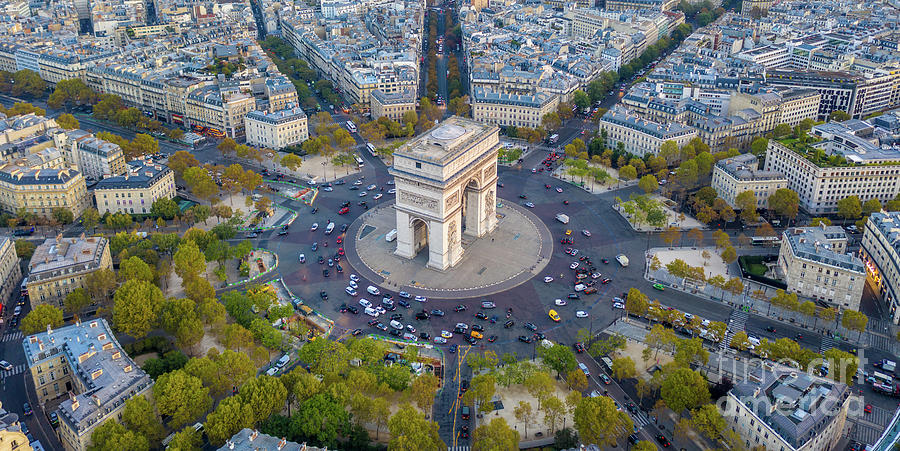 Over Paris Arc De Triomphe Fall Colors Photograph