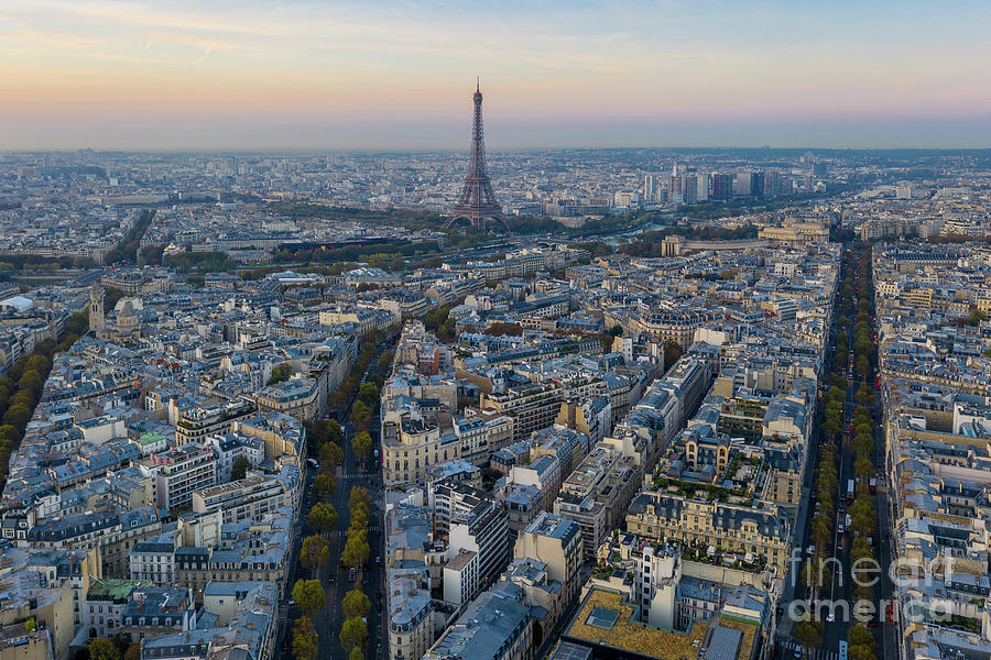 Over Paris Boulevards Lead To The Eiffel Tower Photograph