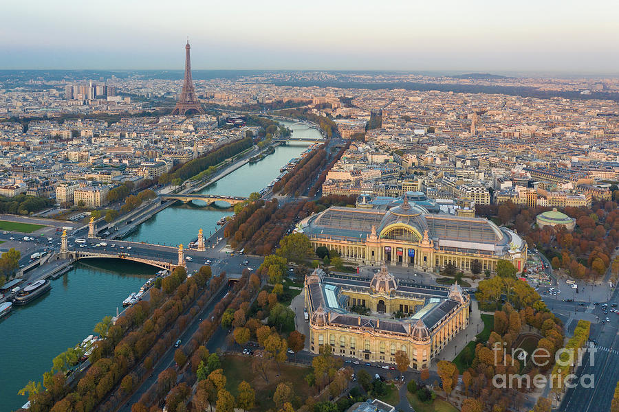 Over Paris Grand Palais Petit Palais and the Eiffel Tower Photograph by Mike Reid