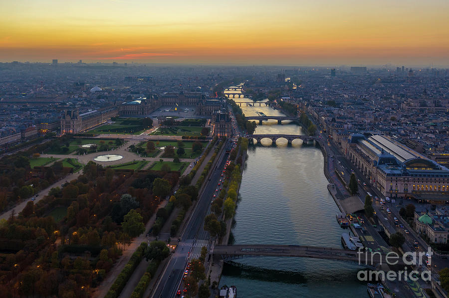 Over Paris Louvre And Orsay Museums Photograph