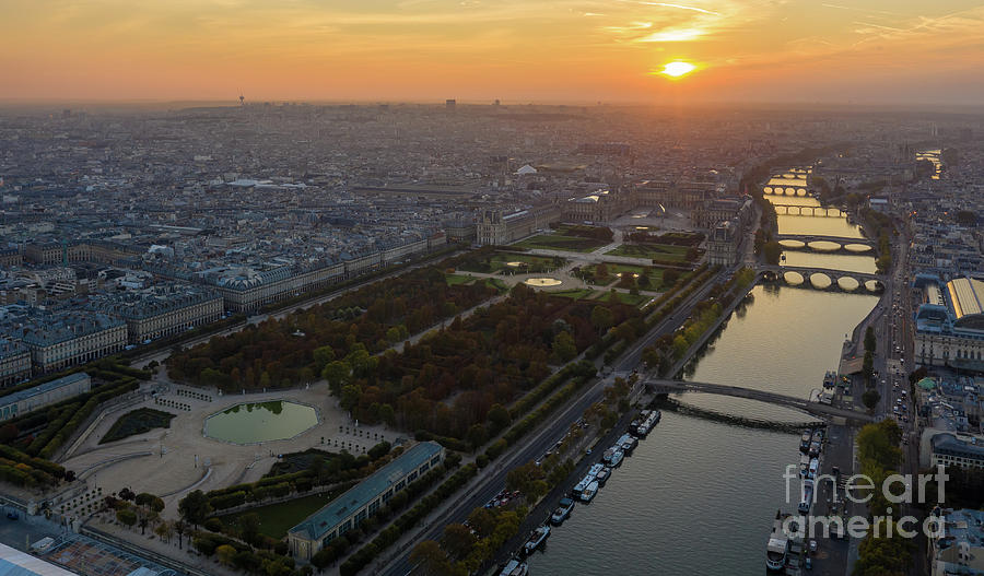 Over Paris Louvre Sunrise Photograph