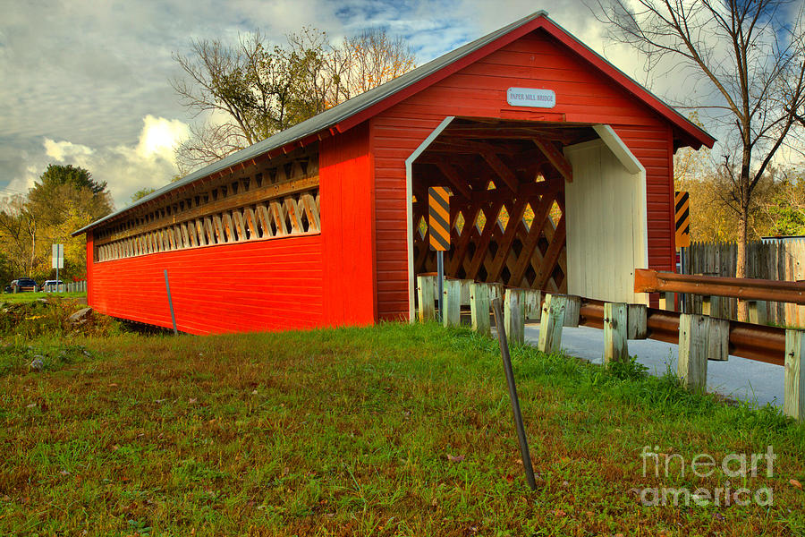 Overcast At The Papermill Covered Bridge Photograph by Adam Jewell