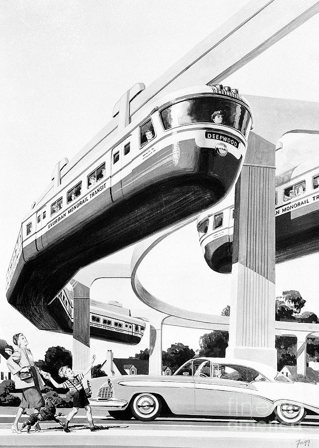 Overhead Monorail Trains Photograph by Bettmann