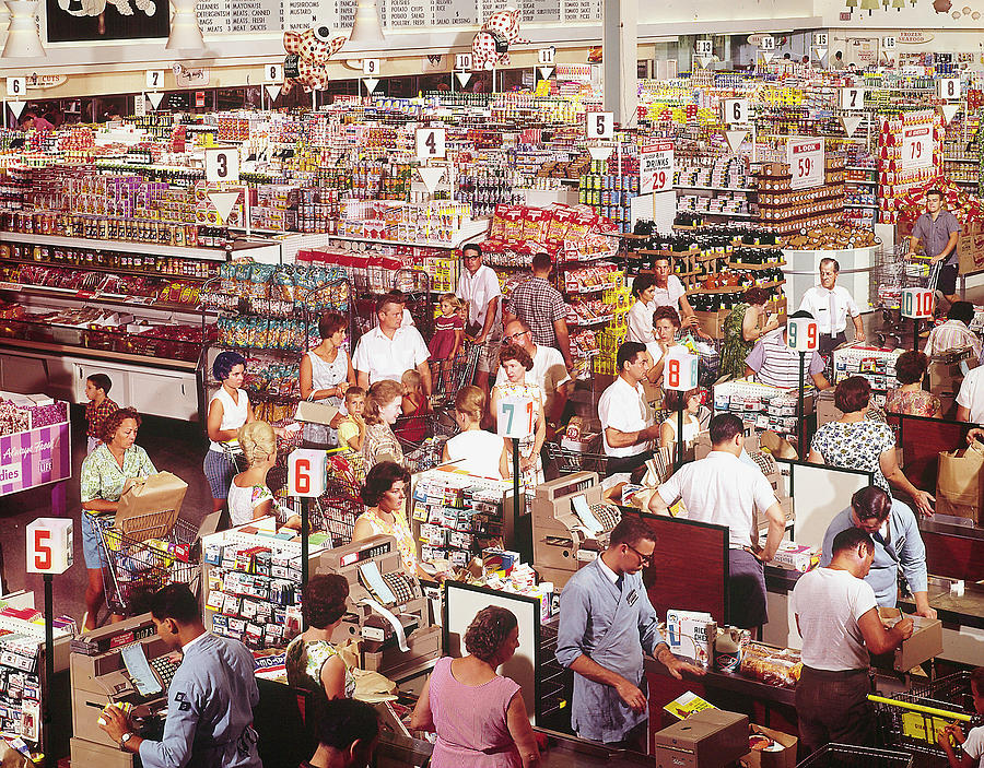 Overhead Of Stacked Shelves Of Food At S Photograph by John Dominis Overhead Of Stacked Shelves Of Food At S Photograph by John Dominis