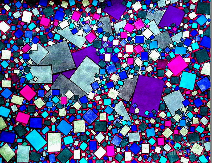 Geometric Drawing - Overlapping Blocks by Neal Alicakos Geometric Drawing - Overlapping Blocks by Neal Alicakos