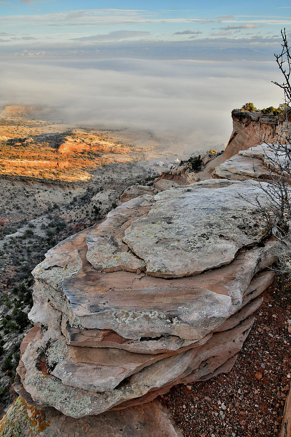 Overlooking Fog In Valley From Colorado National Monument Photograph