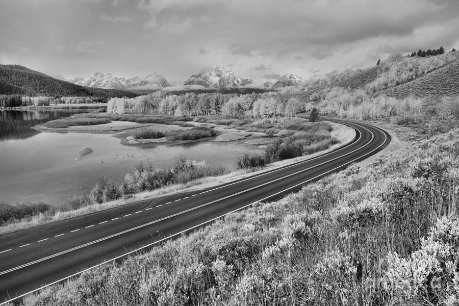 Overlooking Oxbow Bend Black And White Photograph by Adam Jewell