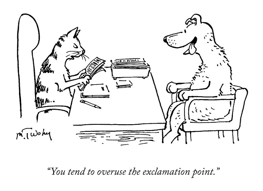 Dog Drawing - Overuse of the Exclamation Point by Mike Twohy