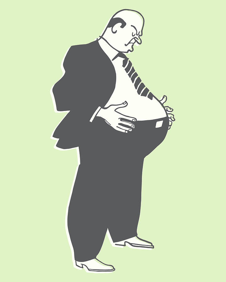 Vintage Drawing - Overweight Man by CSA Images