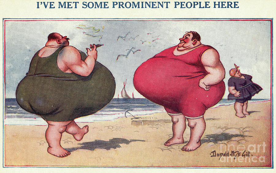 Overweight Men Smoking On The Beach Photograph by Bettmann
