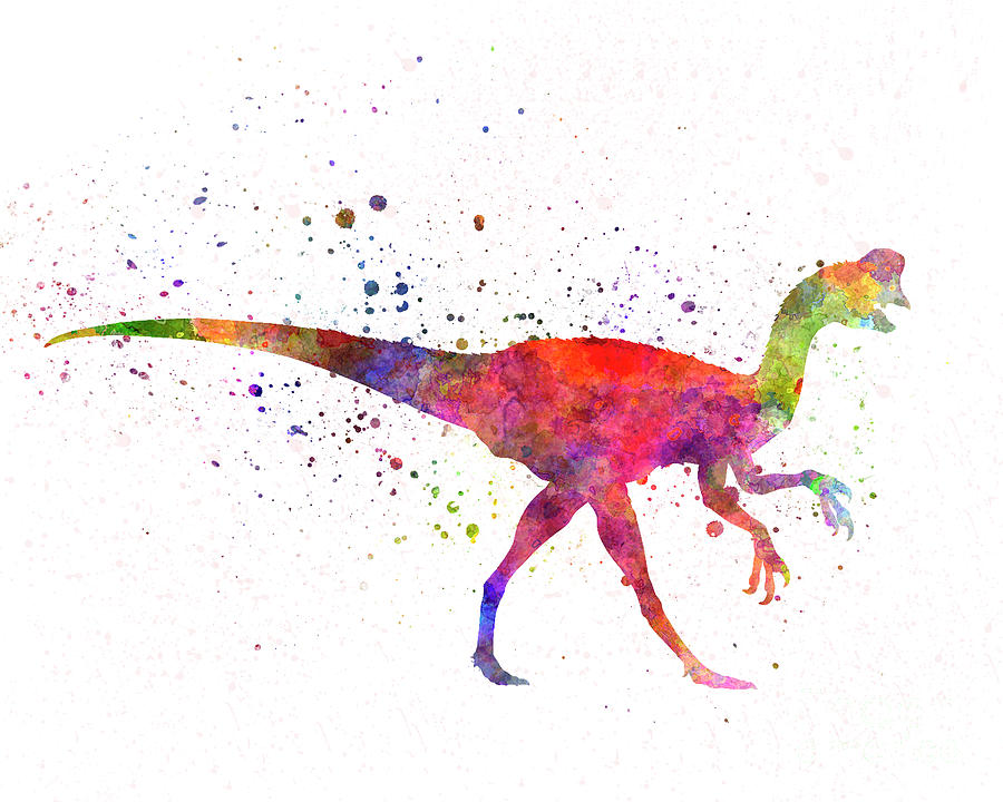 Oviraptor dinosaur in watercolor Painting by Pablo Romero