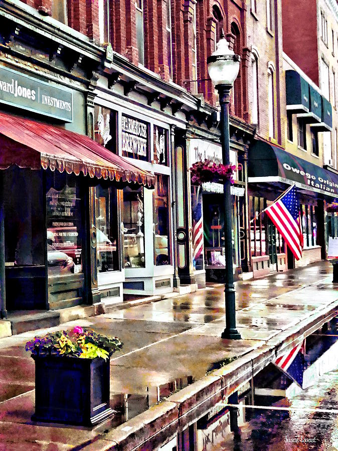 Owego NY - American Flag and Reflections Photograph by Susan Savad