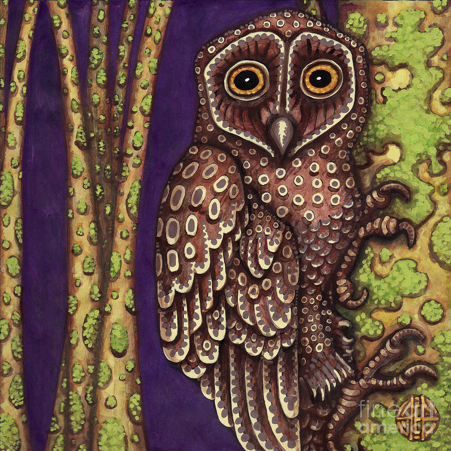Owl Painting by Amy E Fraser