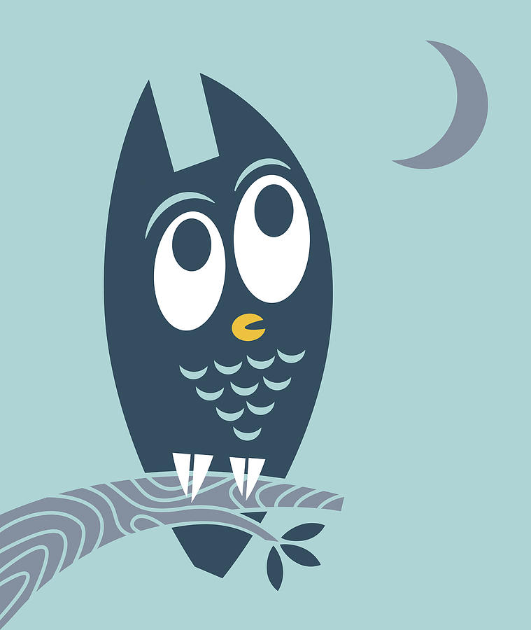Owl Drawing - Owl and Moon by CSA Images
