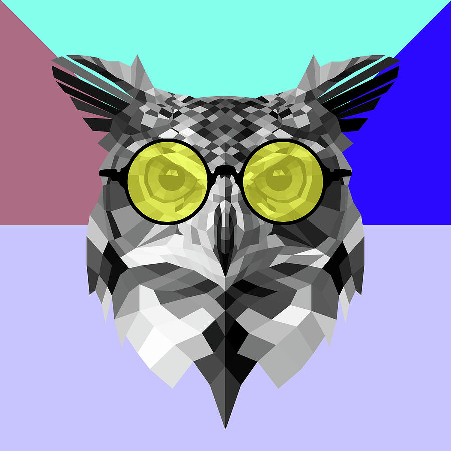 Owl Digital Art - Owl in Yellow Glasses by Naxart Studio