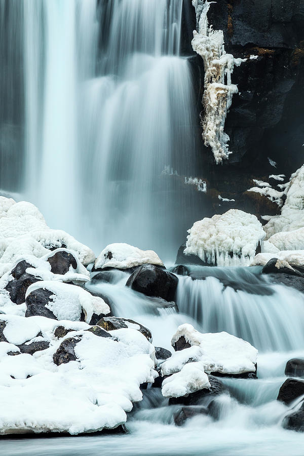 Oxararfoss Waterfall In Winter Photograph by Heike Odermatt