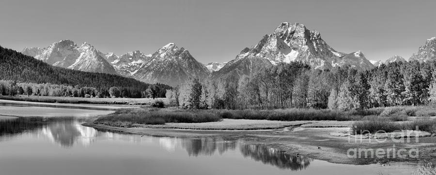 Fall Photograph - Oxbow Bend Autumn Foliage Panorama Black And White by Adam Jewell